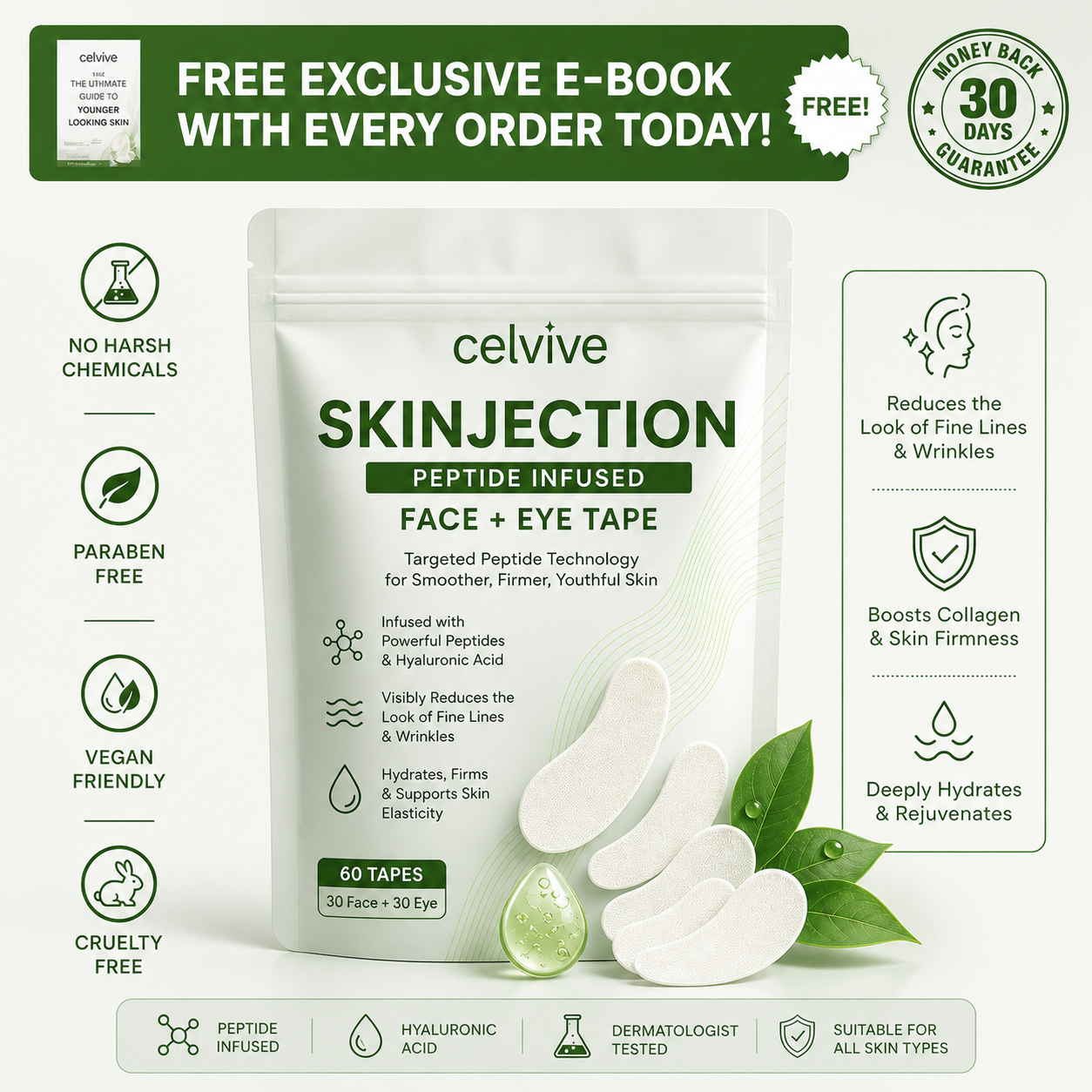 Celvive - Skinjection Peptide Infused Face + Eye Tape