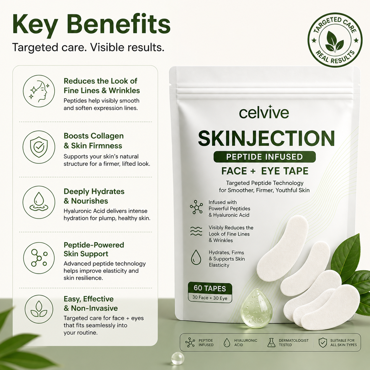 Celvive - Skinjection Peptide Infused Face + Eye Tape